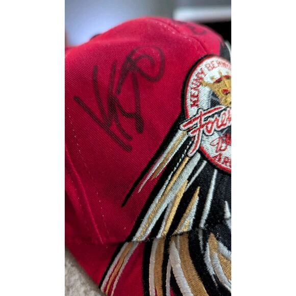 Vtg Budweiser Signed Kenny Bernstein Forever Red Tour Hat NHRA Drag Racing - Picture 10 of 11